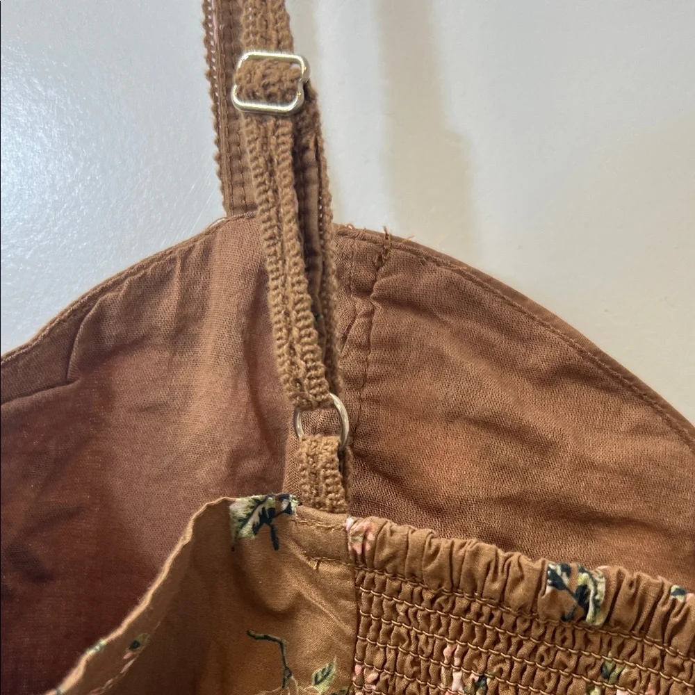 Free People Brown Floral bustier Crop Top sz M - Picture 6 of 10